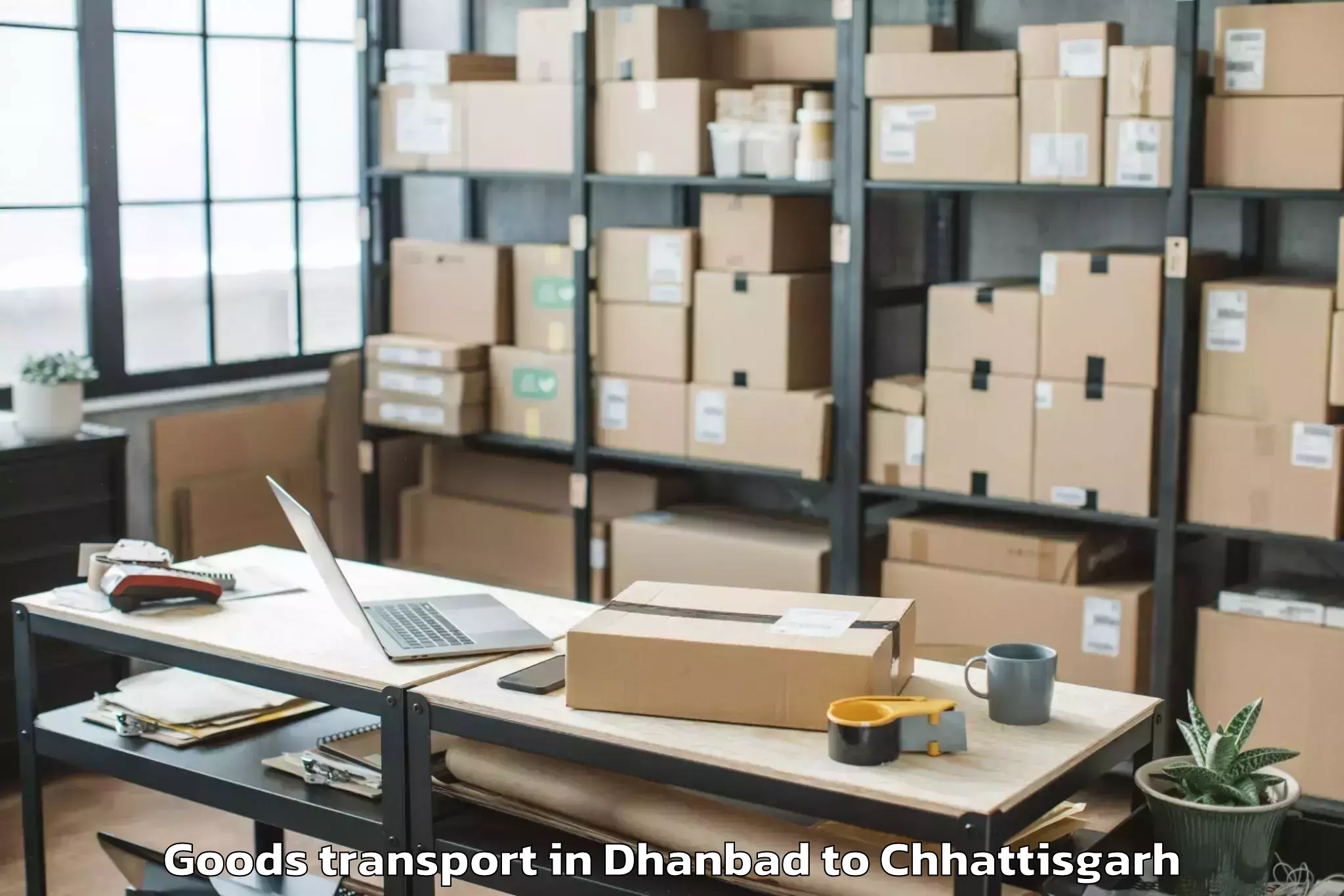 Book Dhanbad to Ramanuj Ganj Goods Transport